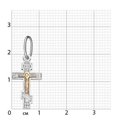 042-08 Крест комбинированый серебро+золото штампованный